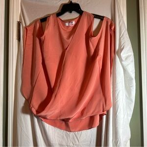 EUC Bailey 44 Size M Azalea Silk Cold Shoulder Surplice Top Light Pink